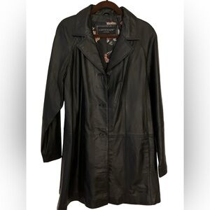 Genuine black leather trench coat - Perfect condition - L - soft but structured